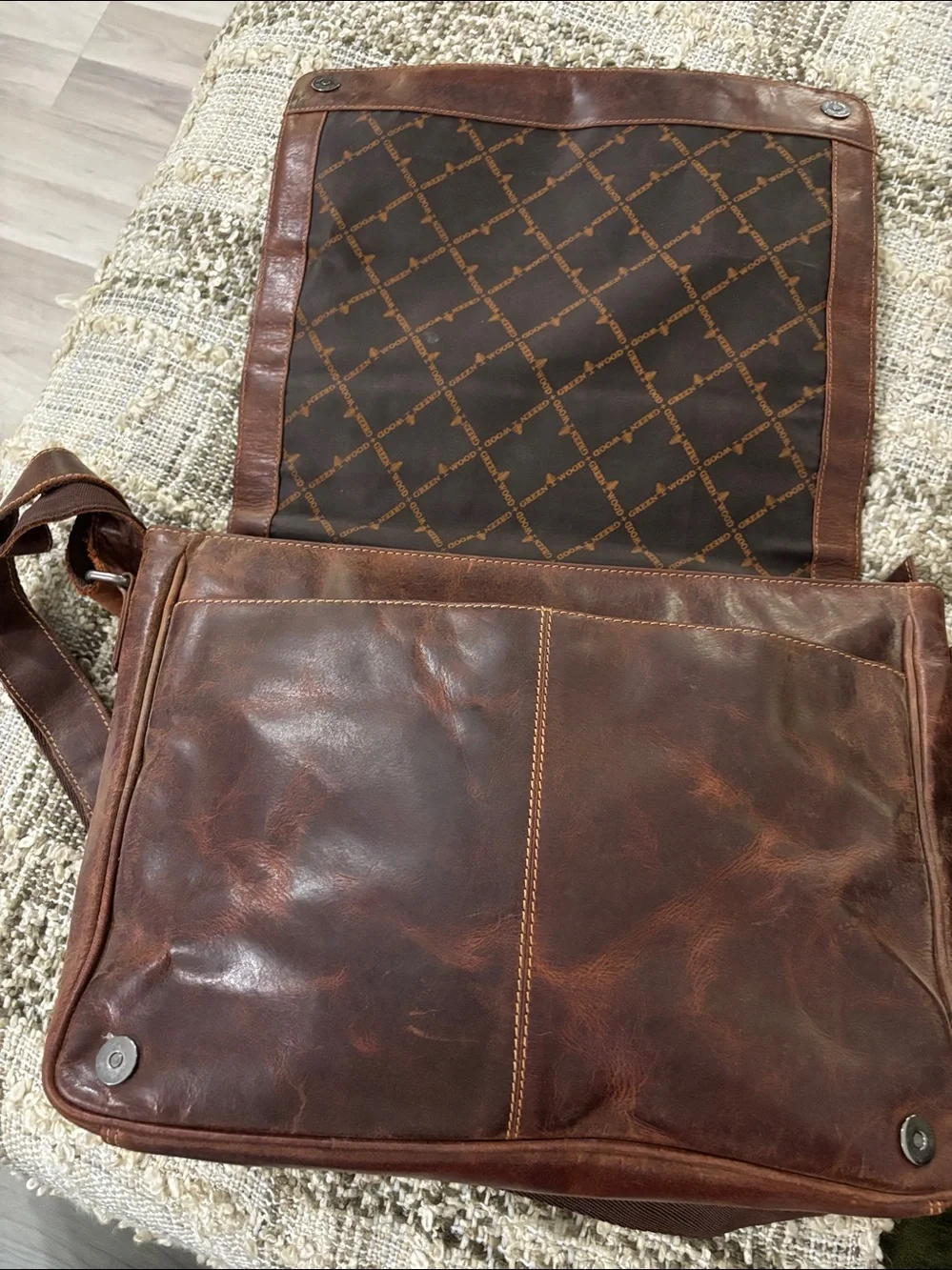 Green Wood Australia Brown Leather Messenger Classic Men’s Crossbody Bag